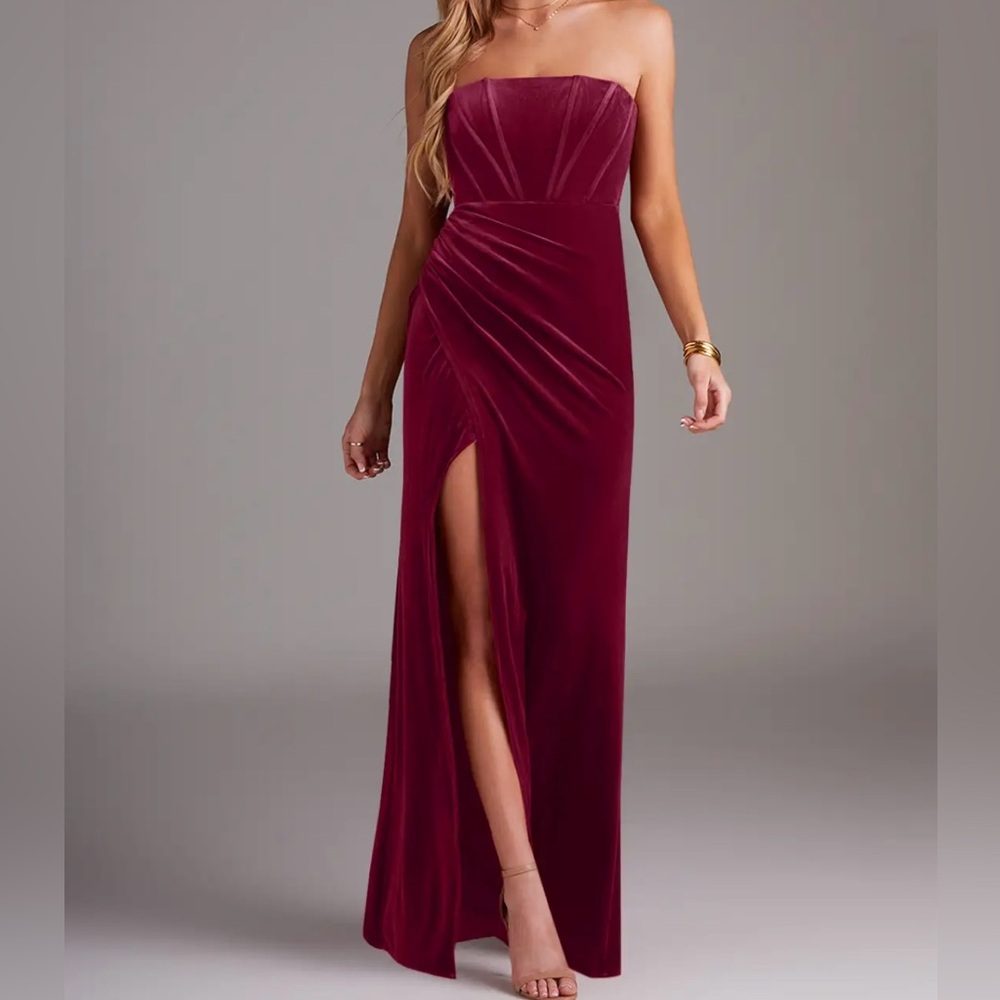 Azazie Strapless/Convertible Burgundy Dress